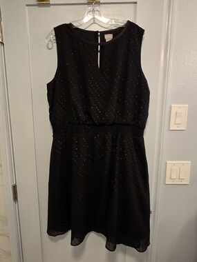 Chico's Black Sleeveless Mini Dress with Subtle Dot Detail